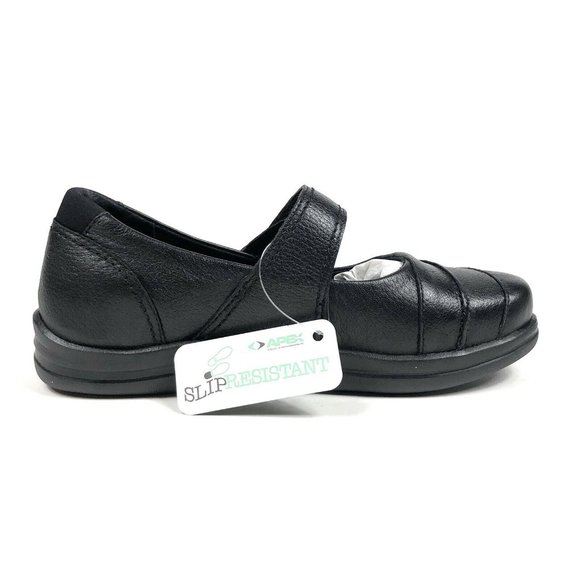 Apex Petals Lisa A330 Mary Jane Black Shoes 6 W - Picture 5 of 9